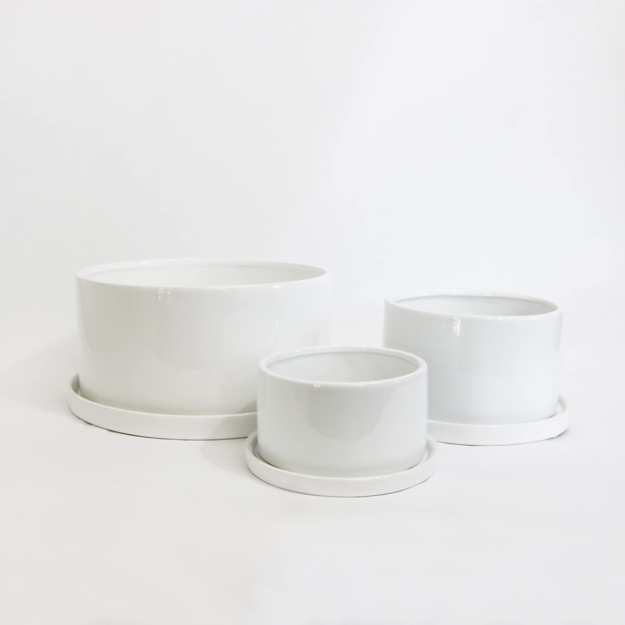 Amazon.co.jp: onajimi 植木鉢 プランター 鉢 陶器 円柱 浅鉢 ホワイト